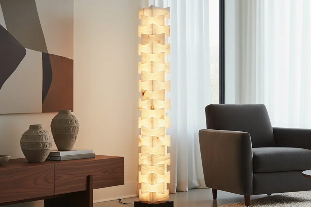 Modern Lighting: Stacked Alabaster Cube Floor Lamp