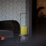 Photo retro 70s amber glass living room lamp